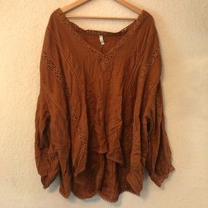 Free People I Mean It Embroidered Romper S NEW